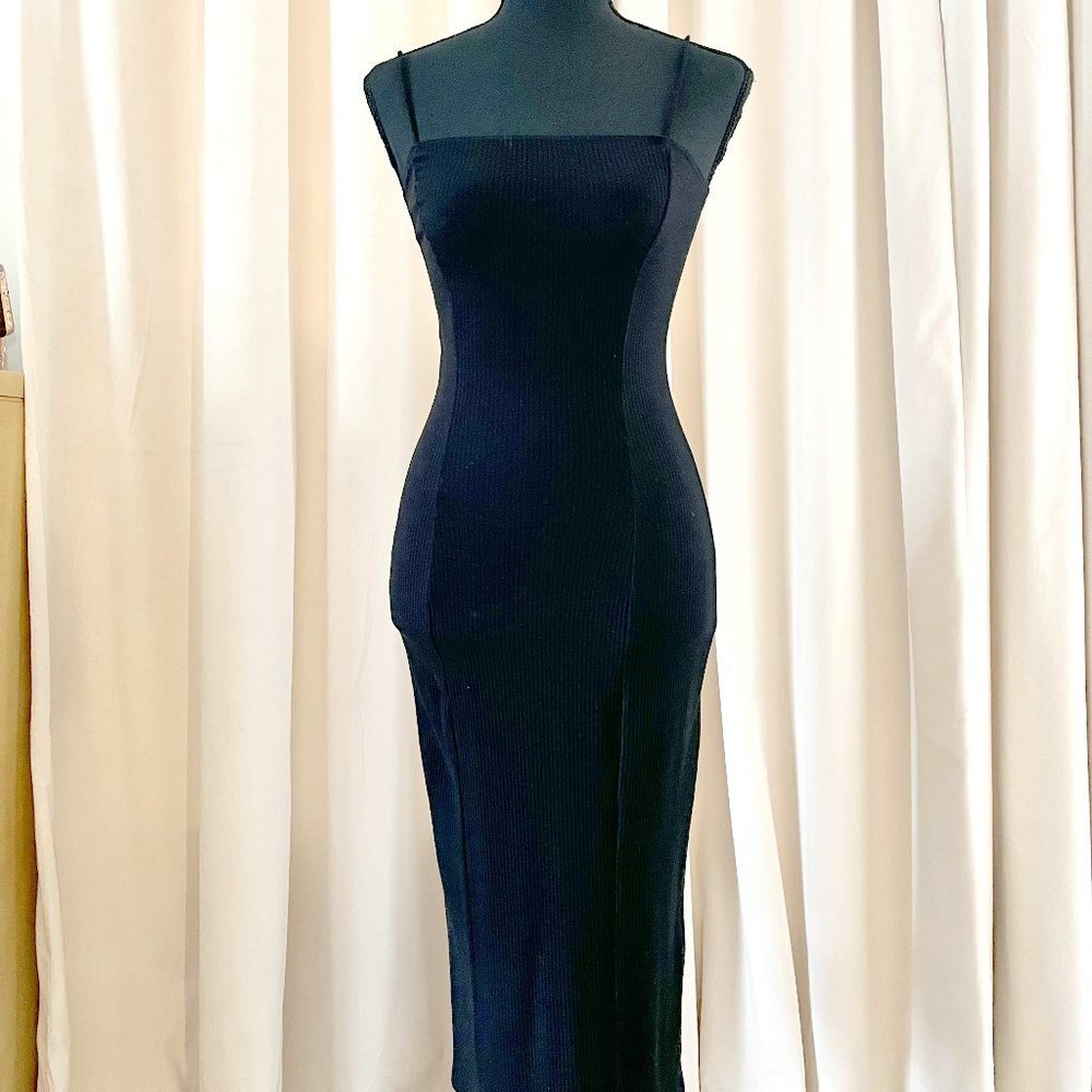 Reformation Square Neckline Ribbed Knit Bodycon Dress